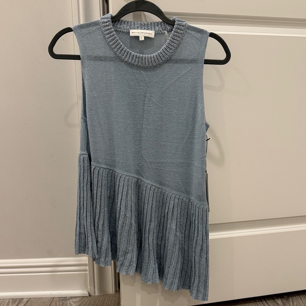 White + Warren Sparkle Light Blue Knit Sweater Size S
